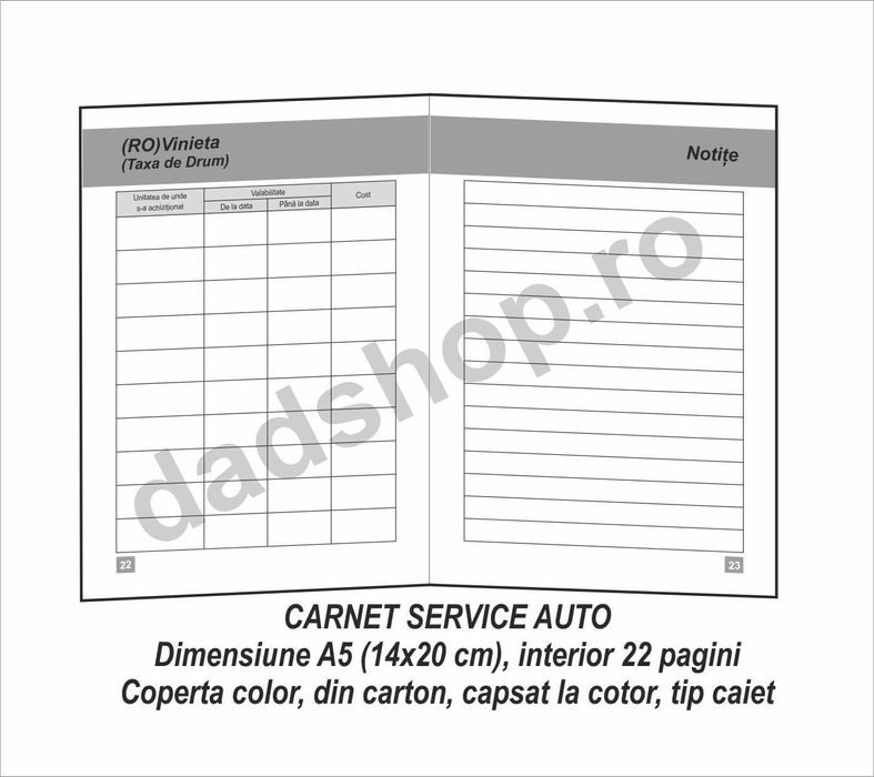Cartea Service - Carnet Service Auto