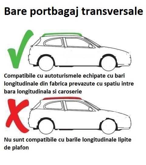 Set bare transversale portbagaj aluminiu pe bare longitudinale univ.