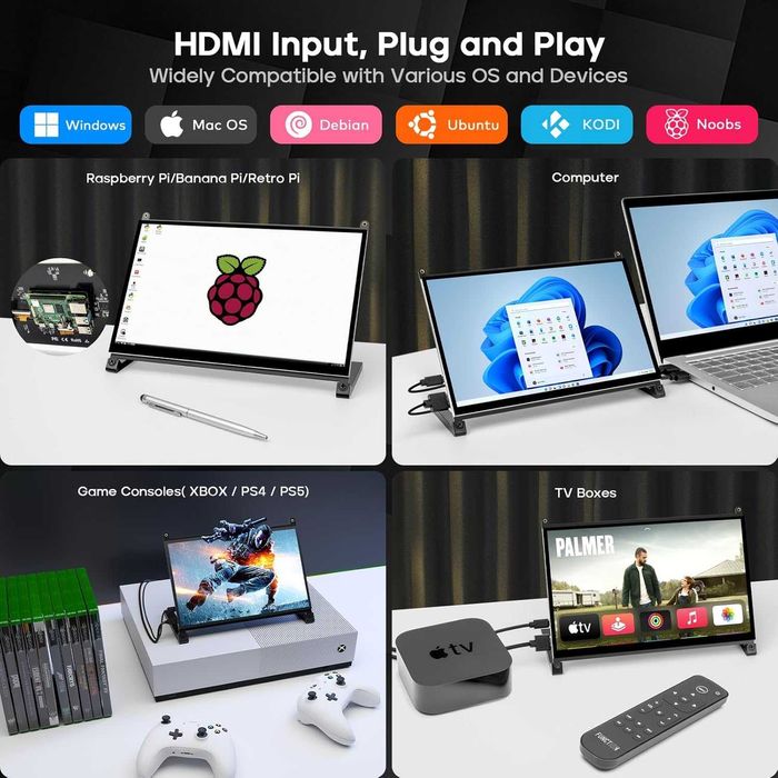 Тъчскрийн монитор ROADOM 25.7 см Raspberry Pi