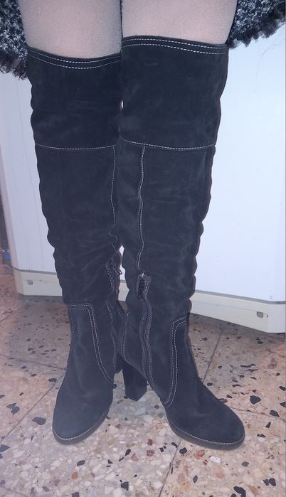 Cizme piele intoarsa, negre, 38