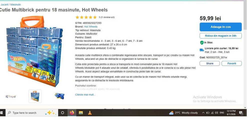 Cutie Multibrick pentru 36 masinute, Hot Wheels