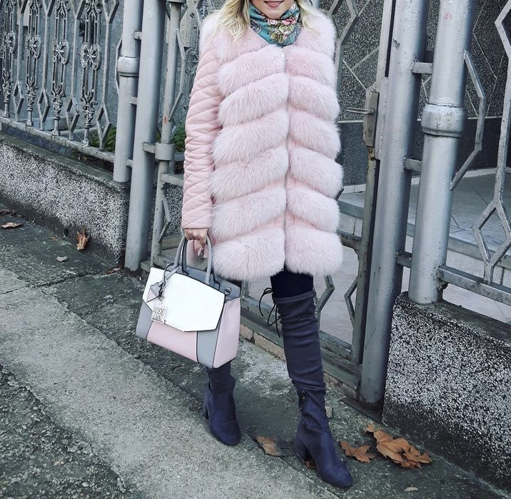 Палто (елек) от естествена кожа с косъм