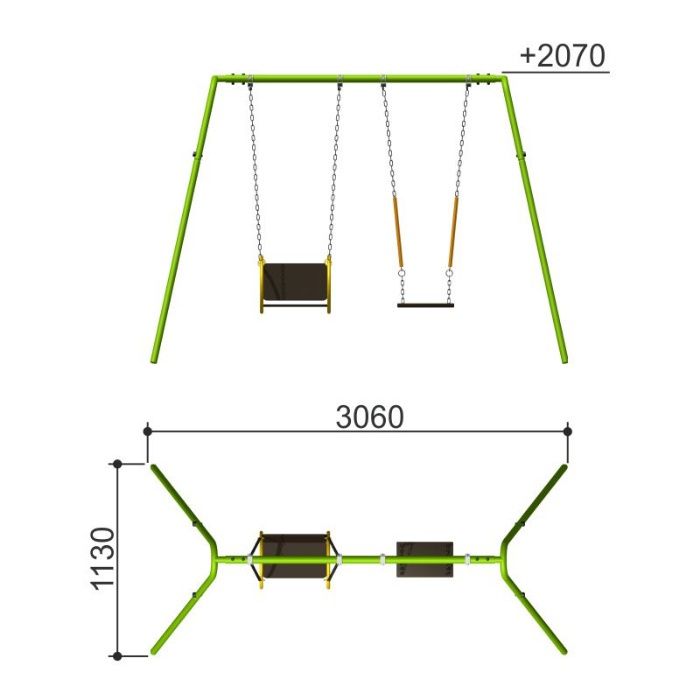 Качели двойные ROMANA Детские площадки Горки Карусели Качалки Балансир
