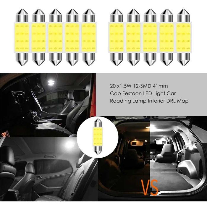 Bec interor auto, lampa de citt,set  C5W 12v LED - Transport gratuit
