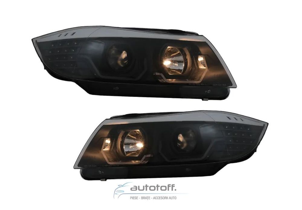 Faruri 3D Led Angel Eyes compatibile cu BMW Seria 3 E90 E91 (2005-2008)