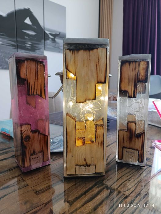 veioza din lemn si rasina