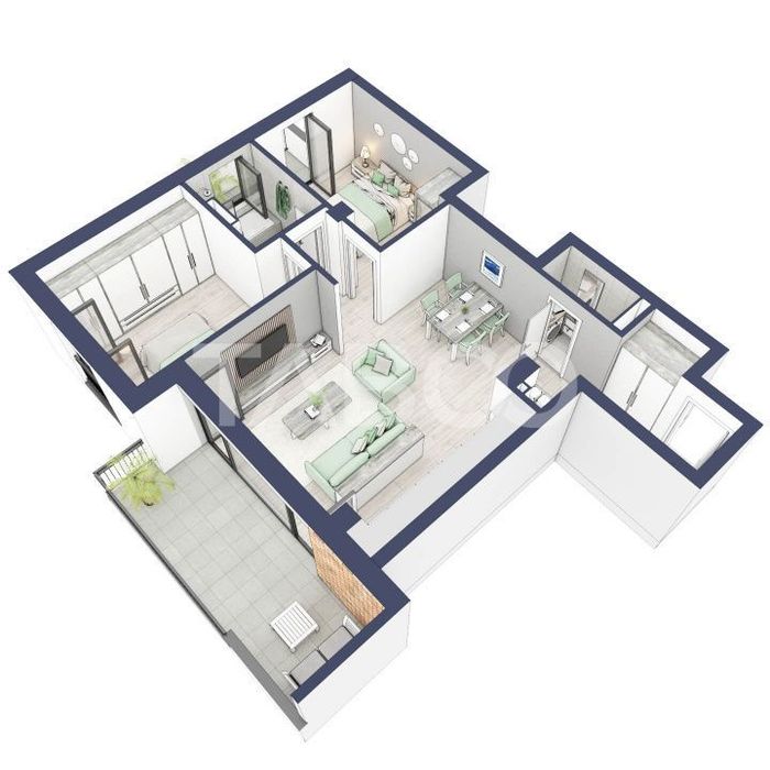 Apartament 3 camere 2 bai bloc cu lift zona de case in Turnisor — fotografia 1
