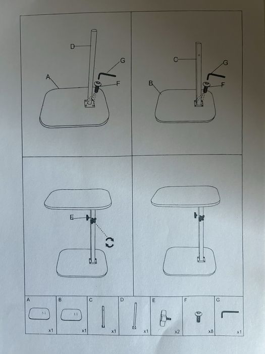 Многофункционална маса с въртящ се плот, регулируема височина, бяла