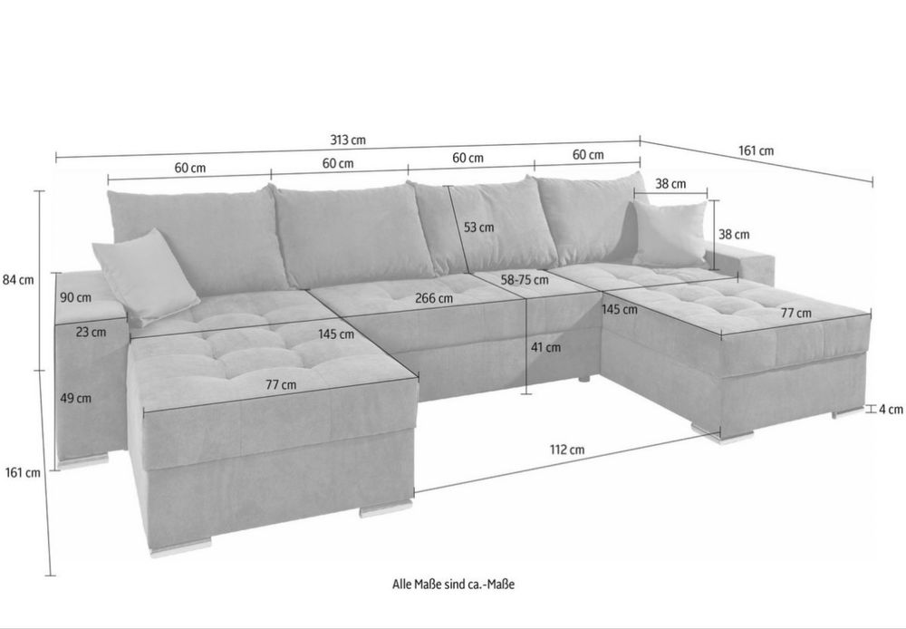 Coltar XXL  extensibil cu lada de depozitare-import Germania, nou