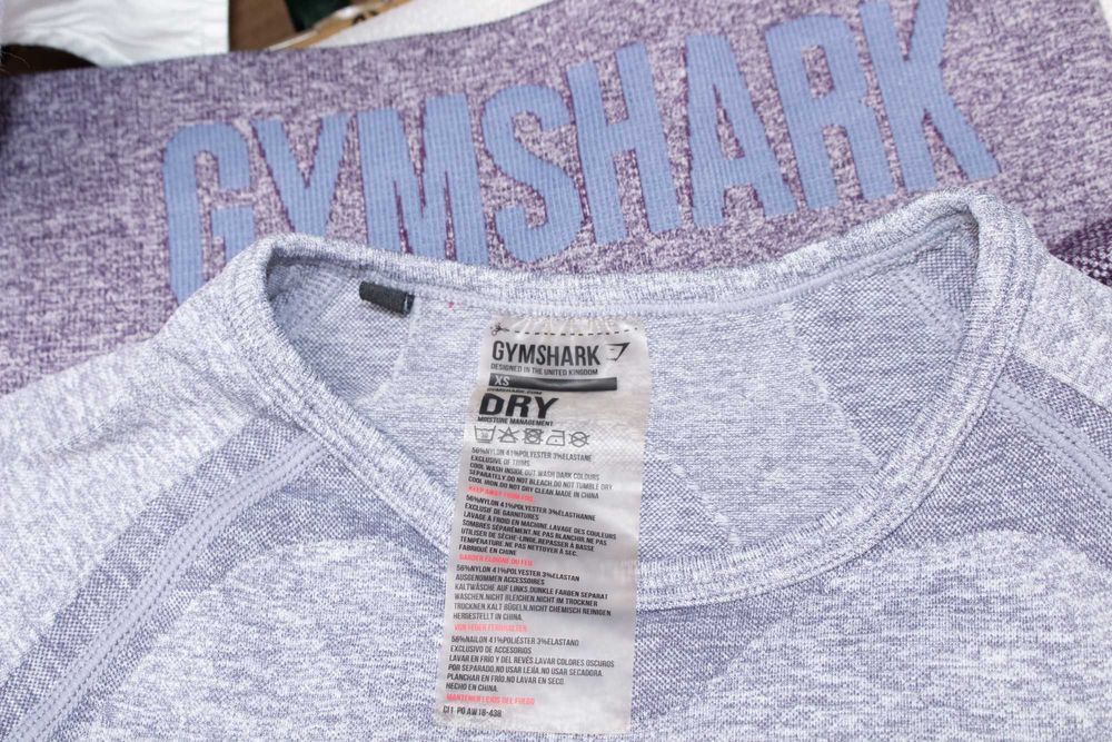 Gymshark дамски комплект кроп топ къс + клин висока талия за фитнес XS