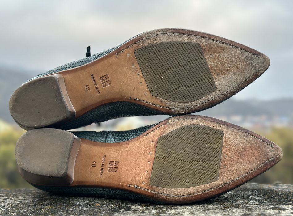 Euc Moma Woven leather double zip ankle booties 40o