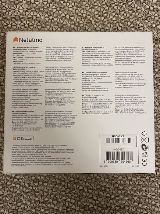 Senzor smart gaz wi fi netatmo