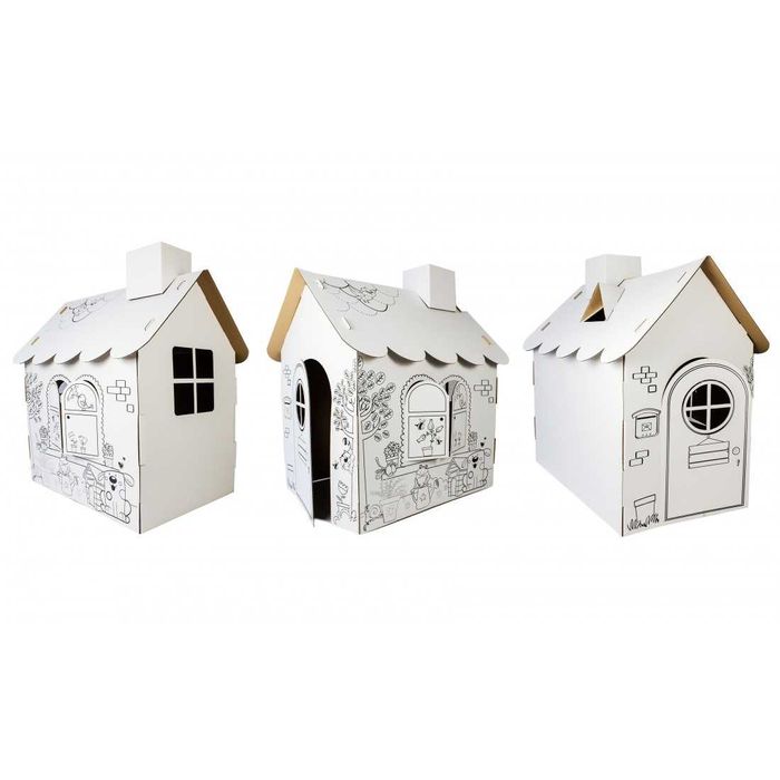 Детска картонена къща за рисуване и оцветяване