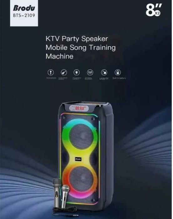 Двойна Караоке тонколона 2x10” BTS-1829, преносима колонка с Блутут
