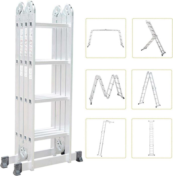 Scara aluminiu, pliabila, 4x4 trepte, 4,6 m, Noua