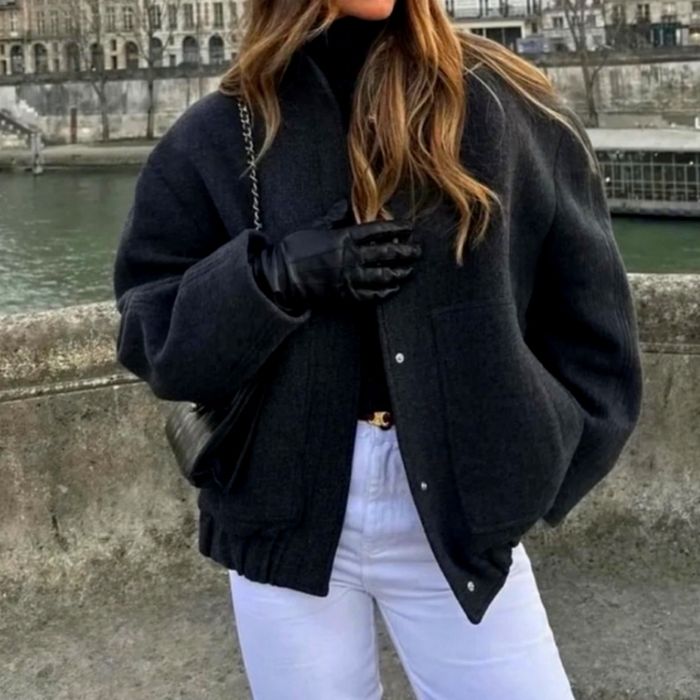 Palton bombar oversize din lână Zara