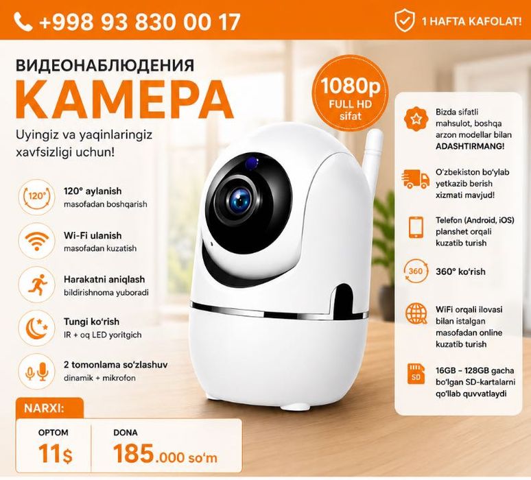 Wifi kamera Smart kamerа 360 kamera Wifi camera Full HD kamera