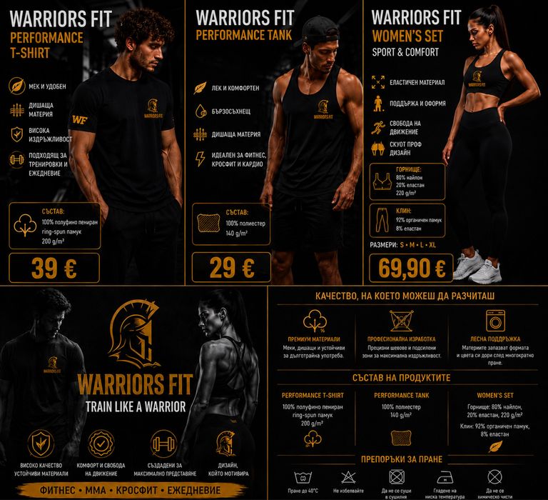 Ново спортно облекло WARRIORS FIT | Премиум качество | Фитнес