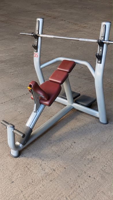Bancă înclinată Technogym profesională + BARĂ INCLUSĂ
