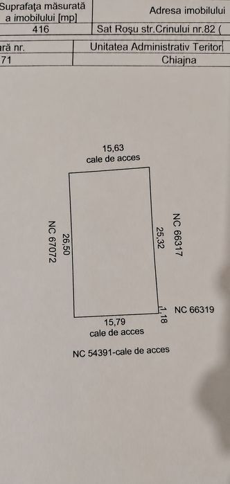 Teren intravilan curte 416 mp Chiajna Rosu str. Crinuluir Crinului
