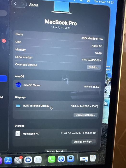 Laptop apple m1, 1 terra ssd ,16 gb
