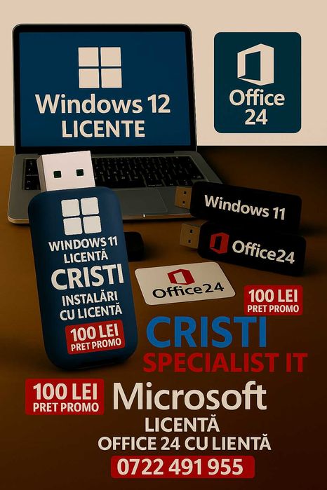 Instalare WINDOWS 11*10 Imprimanta OFFICE 21 la domiciliul clientului