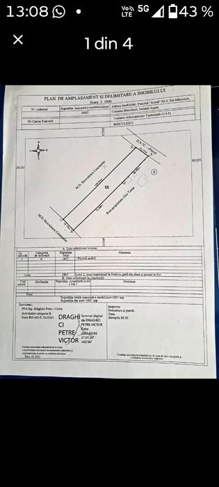 Teren intravilan stradal 1807mp cu  toate utilitățile aproape de urcarea pe autostrada Pitești-Sibiu