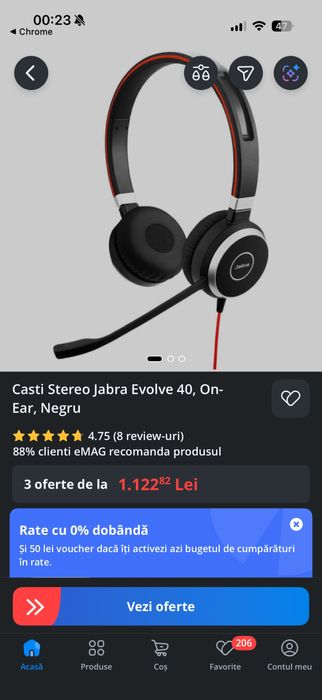 Casti Stereo Jabra Evolve 40, On-Ear, Negru ENC010