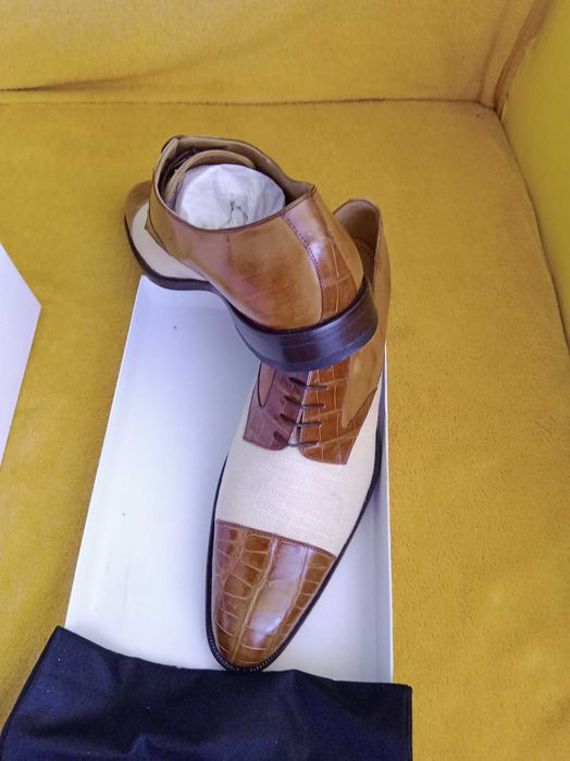 Мъжки обувки лен и кожа