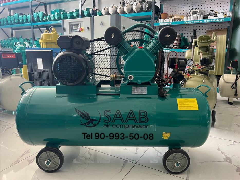 SAAB 100L воздушный поршневой ременли масляний компрессор ГАРАНТИЯЛИ