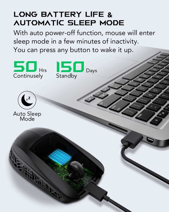 Ергономична акумулаторна безжична USB мишка Black Shark