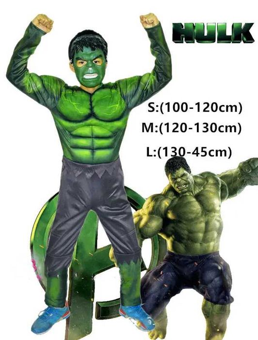 Детски Костюм на Хълк Hulk с мускули и маска + Подарък Светещо йо йо