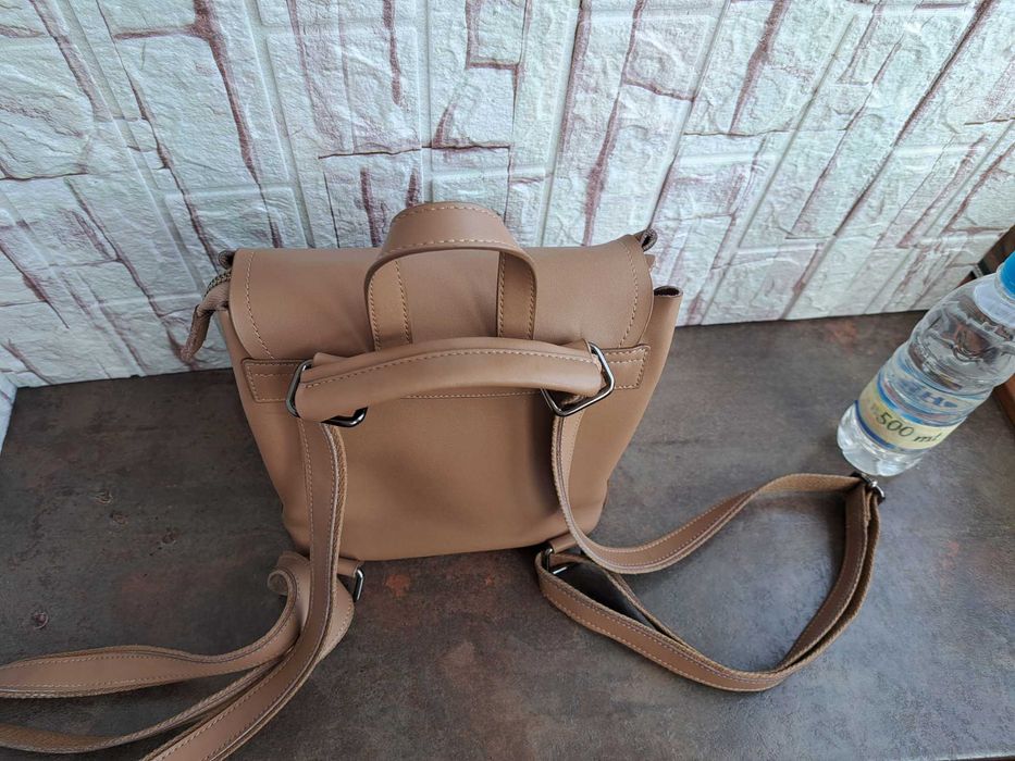 дамска раница малка кожена чанта-естествена кожа