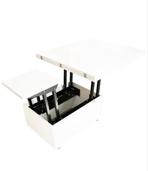 Masa 6 persoane 160x80x80 pliabila in masuta de cafea pliabila  la 80x80cm, Alba