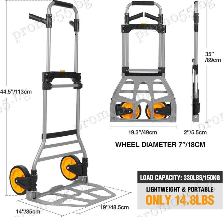 Сгъваема Ръчна Алуминиева Количка за Тежък Багаж с Телескопична Дръжка