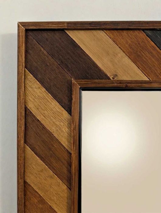 Oglindă decorativă Geometric Wood 80×60 cm cu Lamele din Stejar