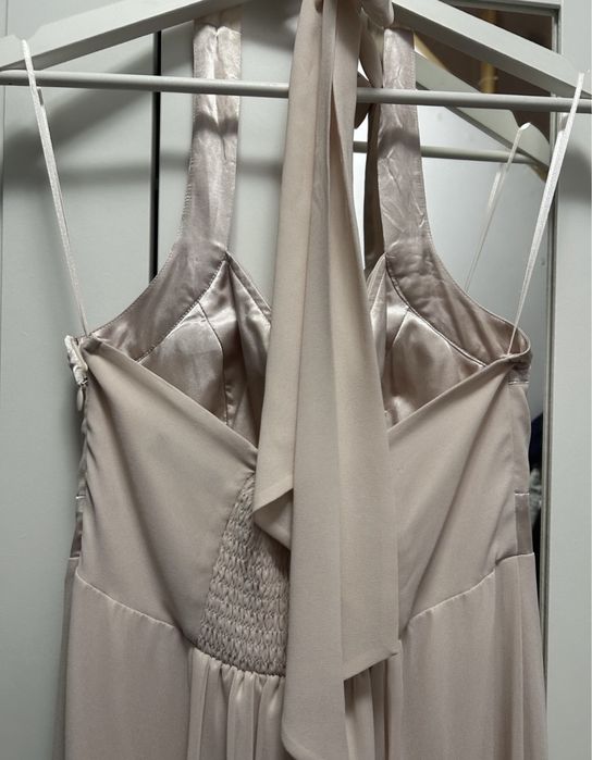 Rochie eleganta din matase roz pudra