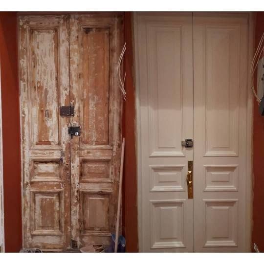 Реставрация покраска двери лестница