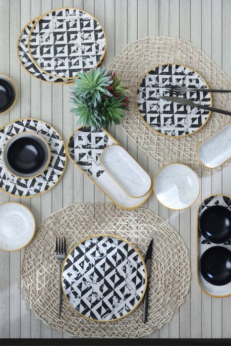 Нов Комплект за Закуска 18части Marble Black& White