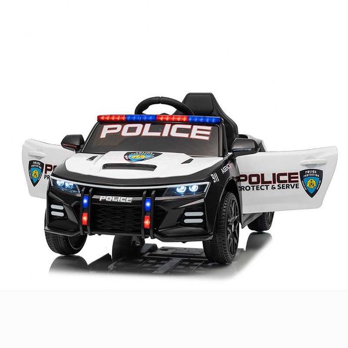 Masinuta electrica pentru copii Nichiduta Police Agency 24V,telecomanda 2.4G,scaun din piele,2 motoare,faruri led si lumini girofar politie, muzica,