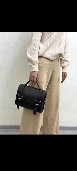 Сумка кожаная тёмно-коричневая