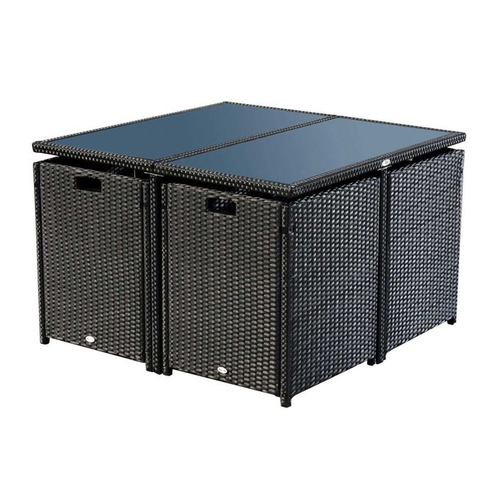 Set Mobilier de Grădină cu Masă de Prânz, 4 Scaune și Perne, 109x109x72 cm, Negru x7 set disponibile