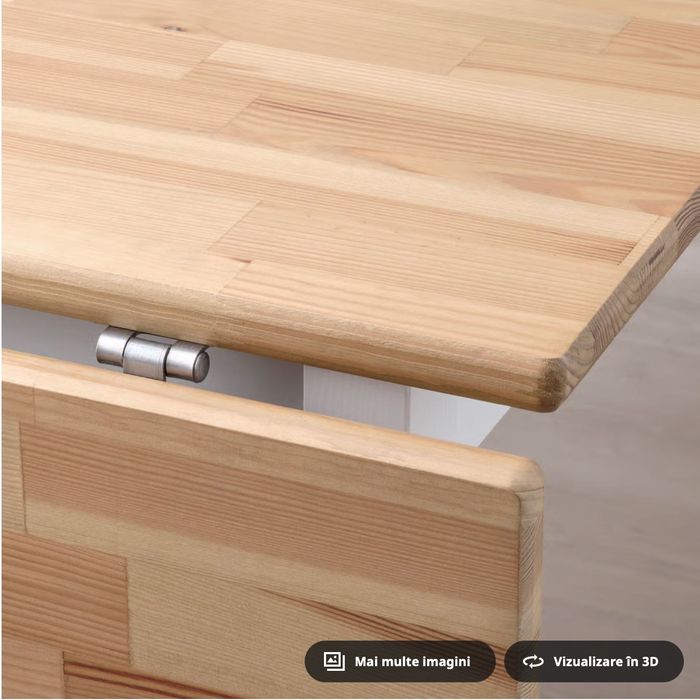 PINNTORP Masă pliabilă, maro / alb, material pin, 67/124x75 cm Ikea