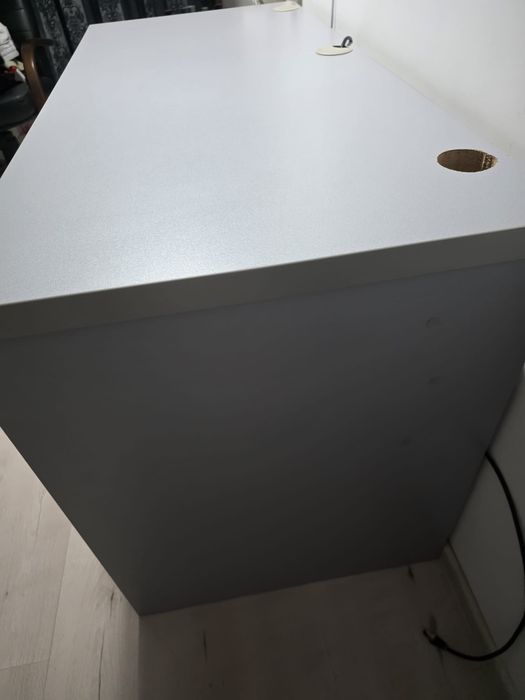 Birou gri – blat gros 4 cm, 135 cm lățime