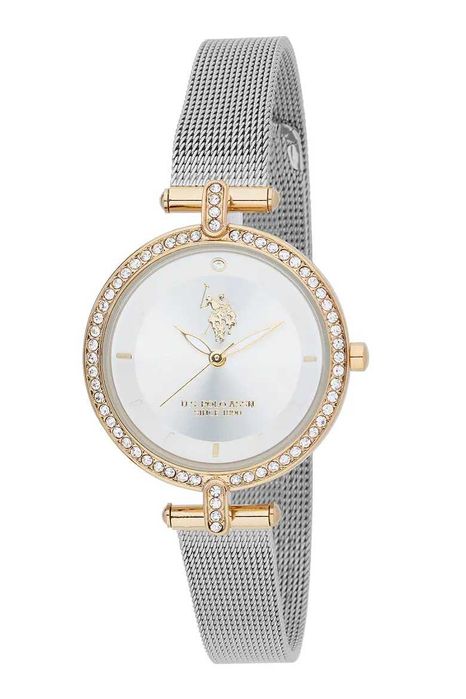 U.S. Polo Assn часовник - бижу с циркони сребристо и златно