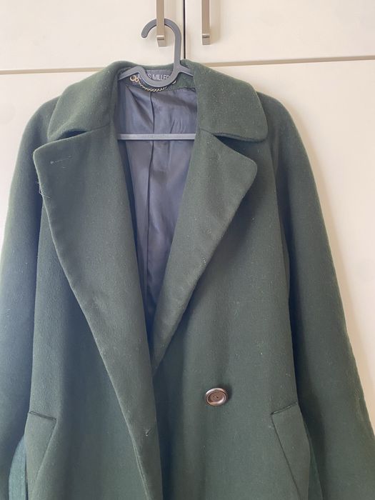 100% вълнено дамско палто в тъмнозелено