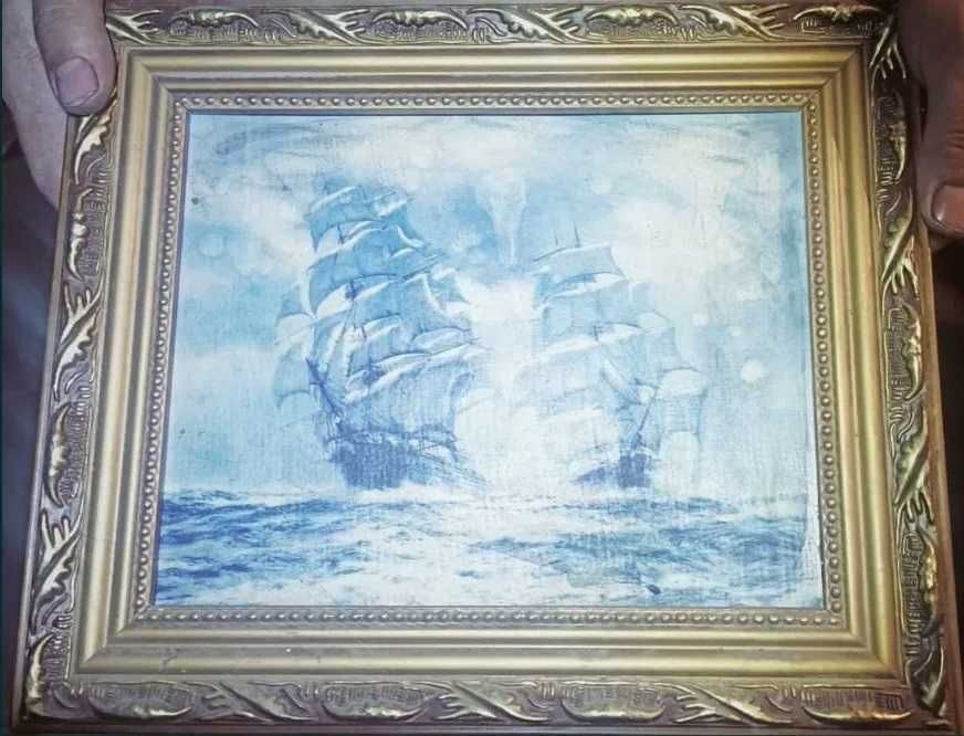 Красивая картина с кораблями
