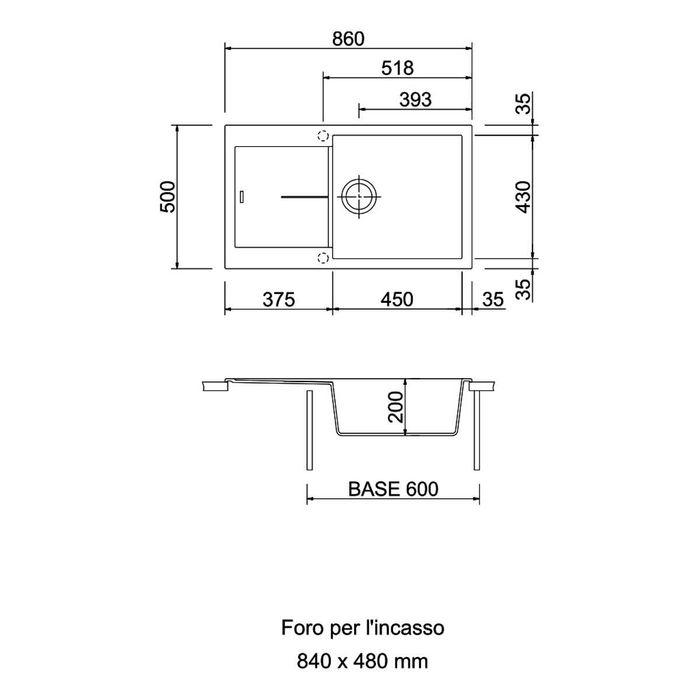 Chiuveta bucatarie granit CookingAid Infinity NF8610 Neagra 86*50*20cm
