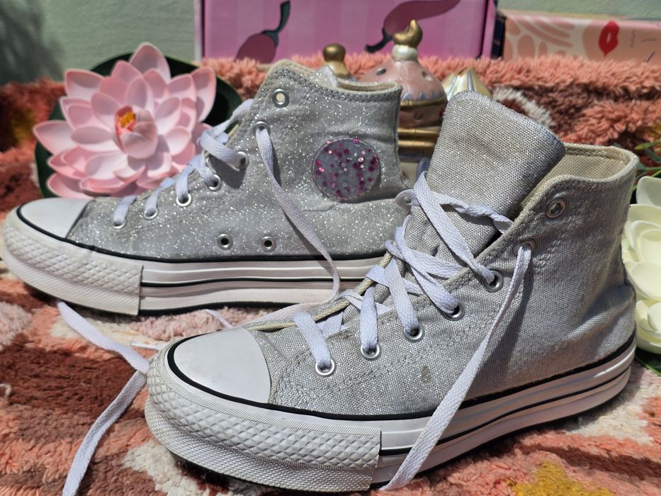 Converse сребристи високи кецове N37