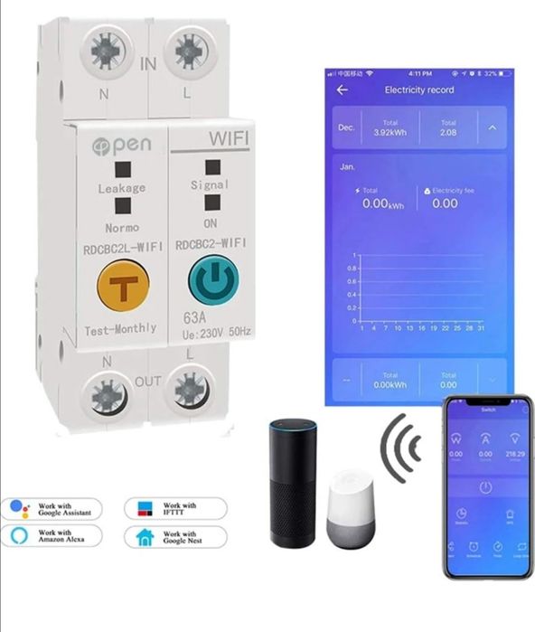 WiFi интелигентен измервател на енергия,Консум.Превключвател